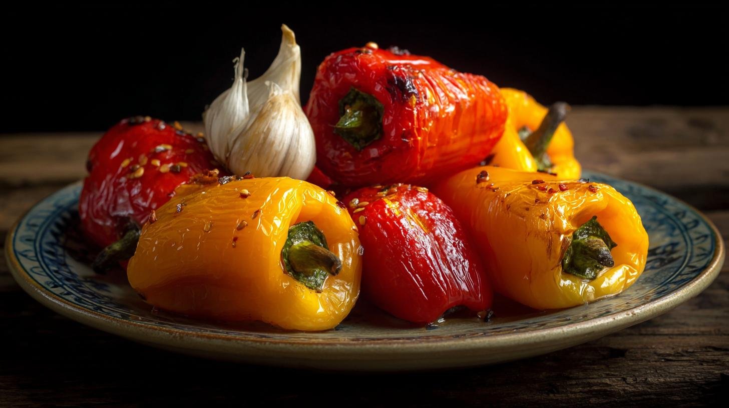 Peperoni arrostiti con aglio dolci senza amaro