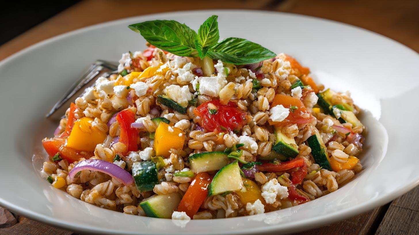 Insalata tiepida di farro e verdure pratica