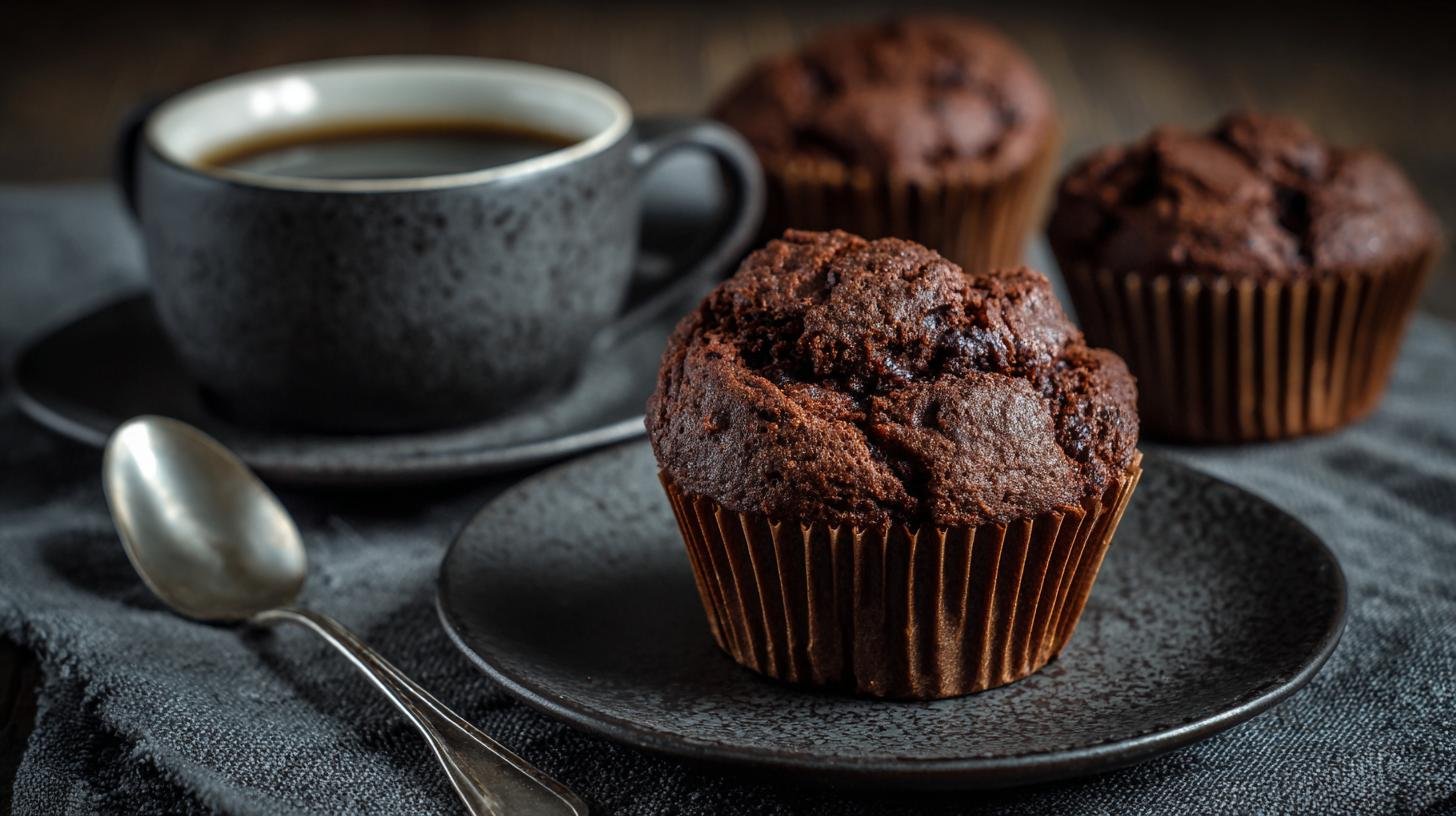 Muffin al cacao morbidi pronti in poco tempo. Risparmio e conservazione