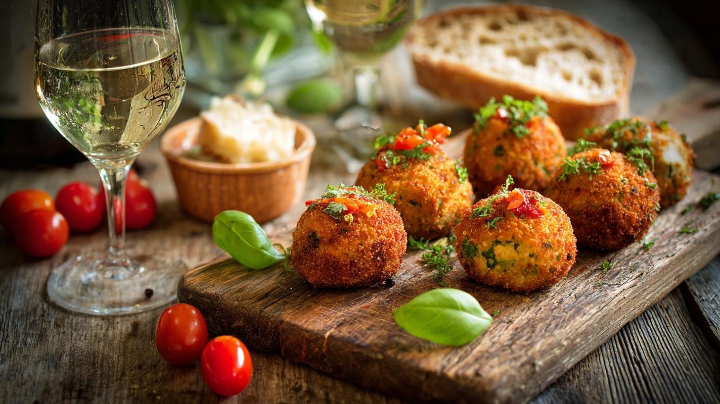 Polpette di verdure e pane croccanti per aperitivo