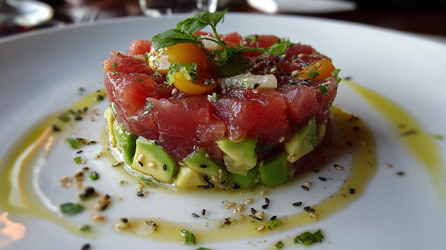 Tartare di tonno con avocado semplice effetto wow