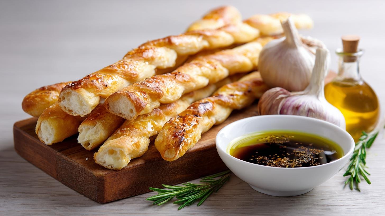 Grissini stirati con olio fragranti per buffet. Procedimento passo dopo passo