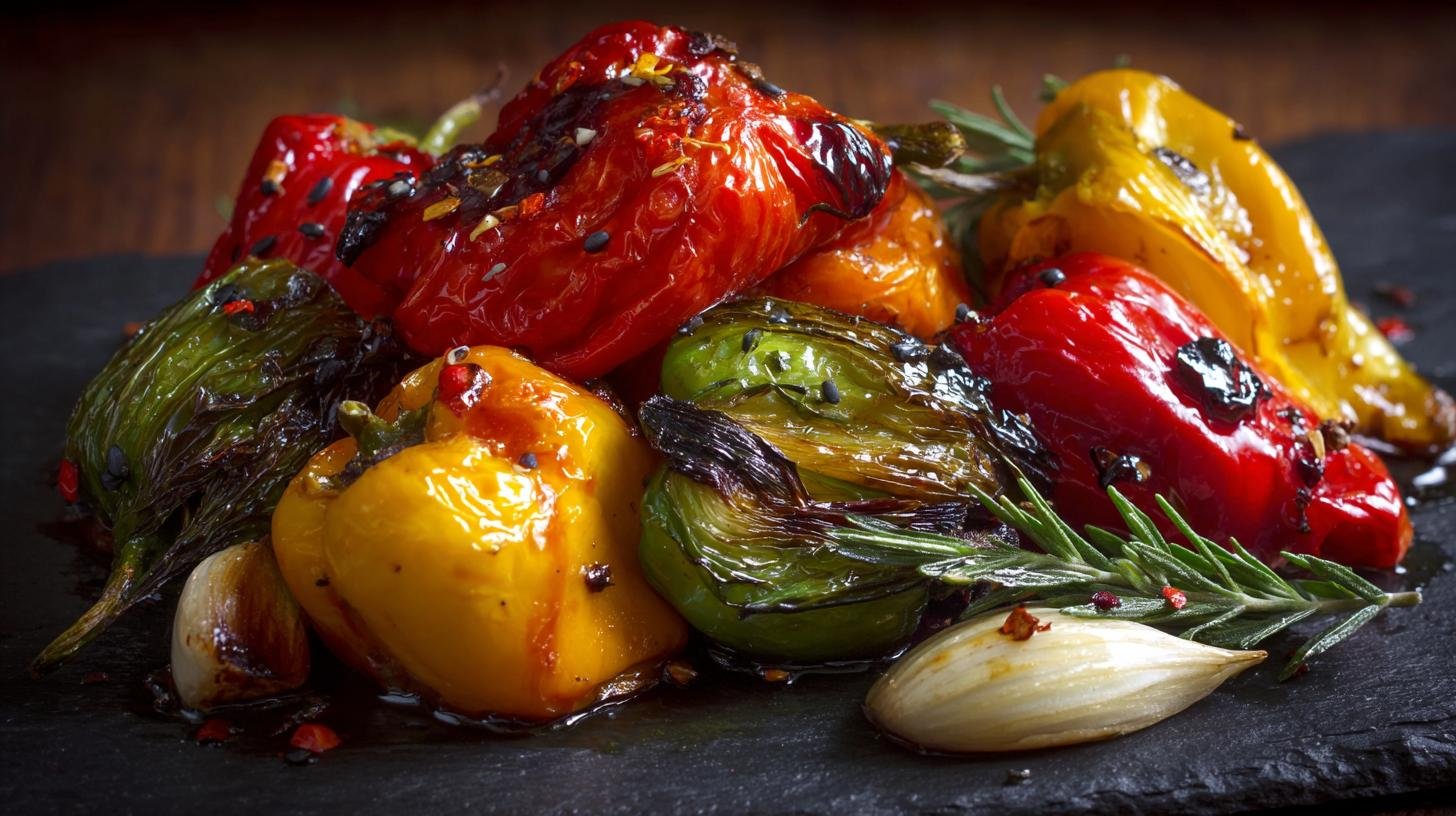 Peperoni arrostiti con aglio dolci senza bruciature