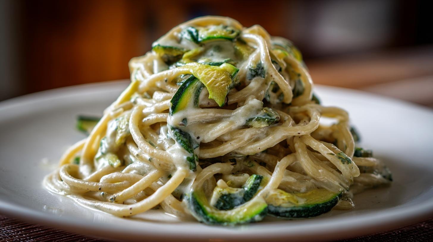 Spaghetti integrali con crema di zucchine leggeri