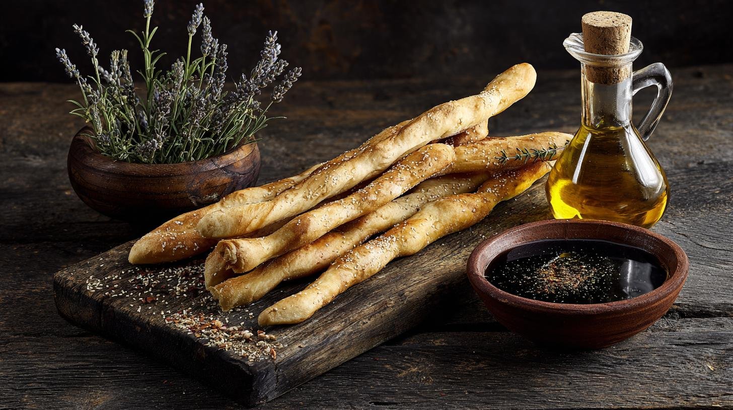 Grissini stirati con olio fragranti per buffet