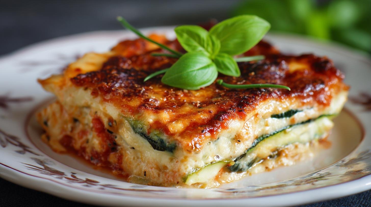 Lasagne vegetariane con zucchine leggere senza sprechi. Preparazione passo dopo passo
