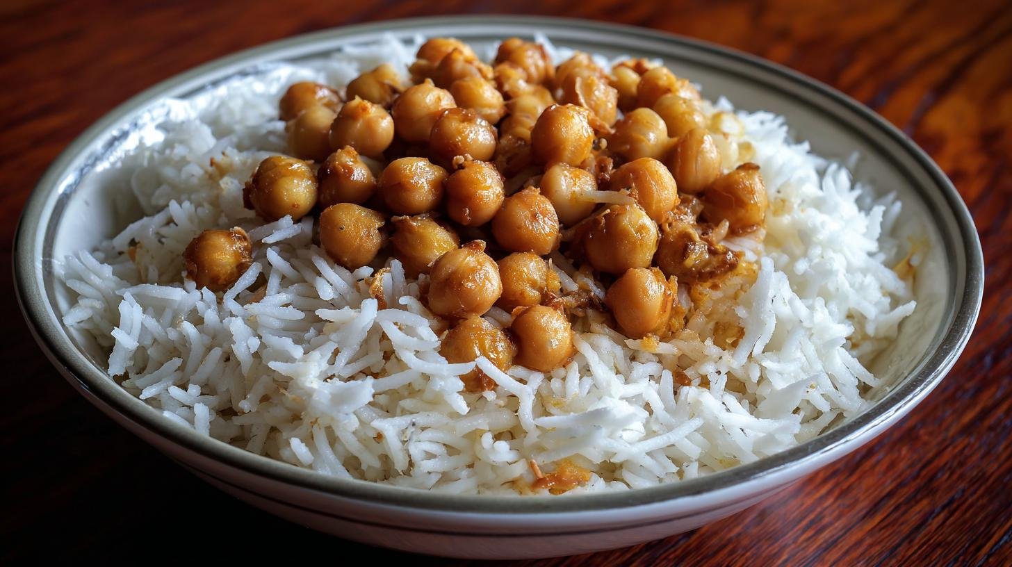 Riso basmati con ceci speziati pronto salva pranzo. Preparazione passo dopo passo