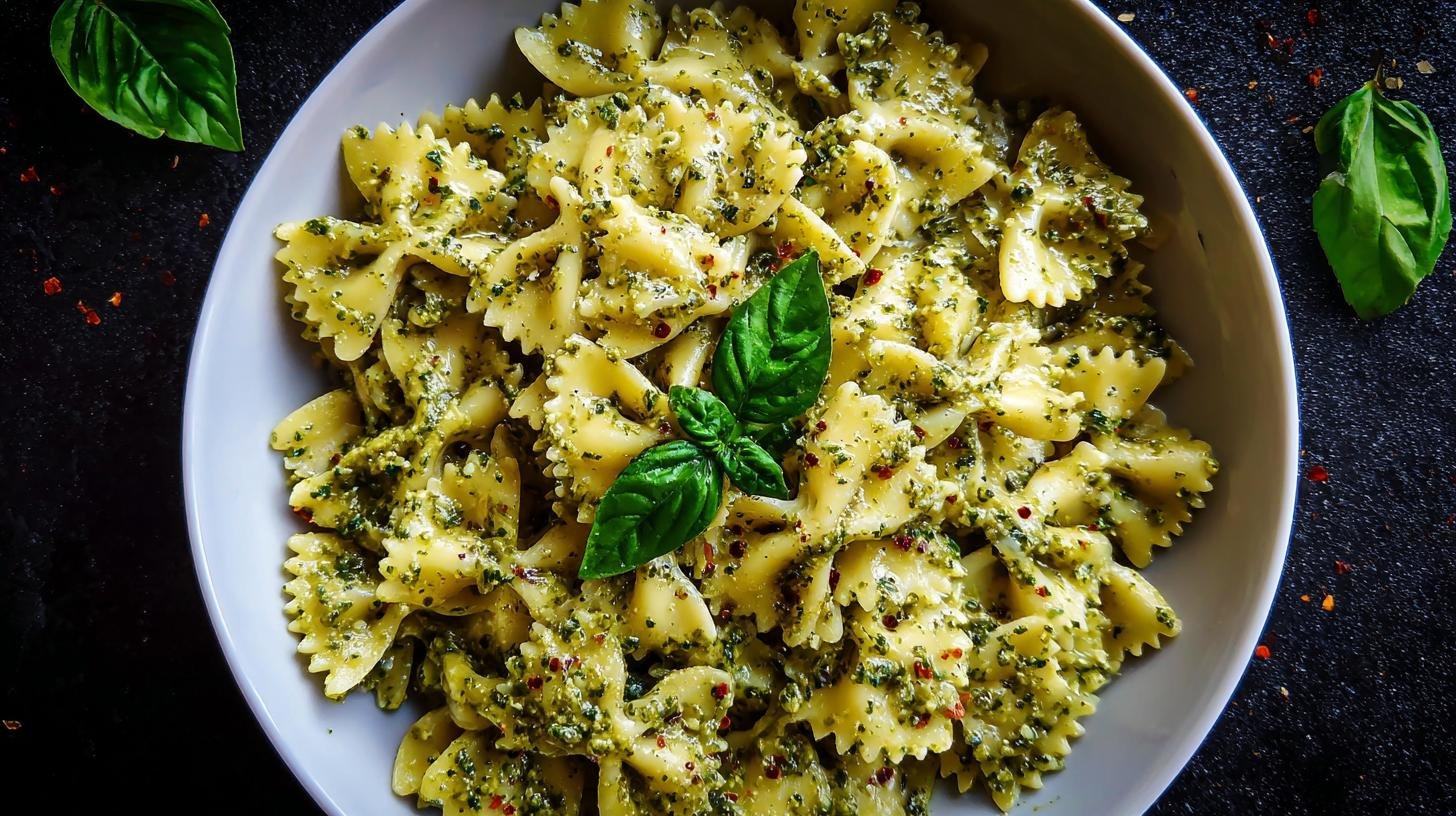 Farfalle con pesto di basilico semplice per principianti