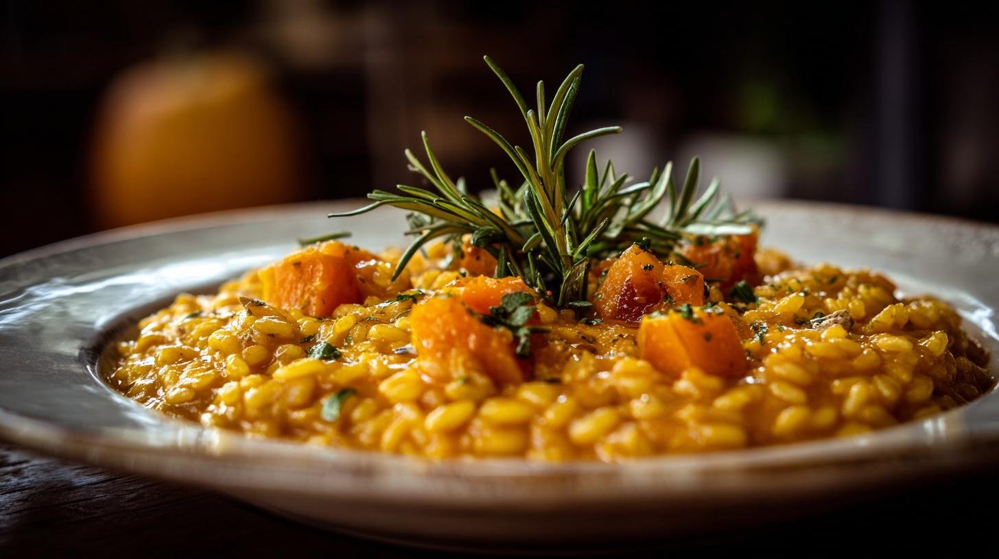Orzotto con zucca e rosmarino caldo e avvolgente