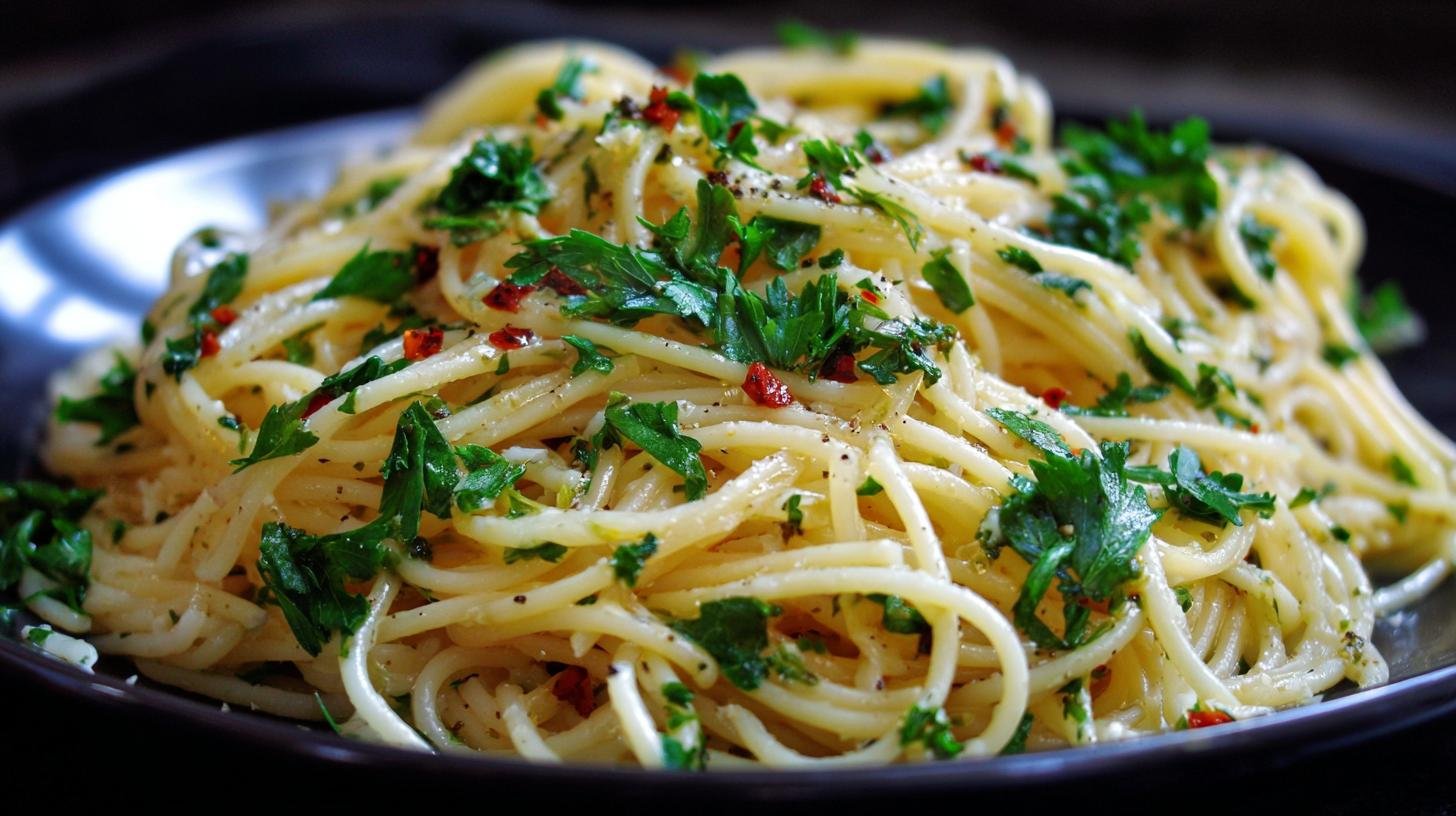 Spaghetti aglio olio con prezzemolo equilibrio perfetto veloce