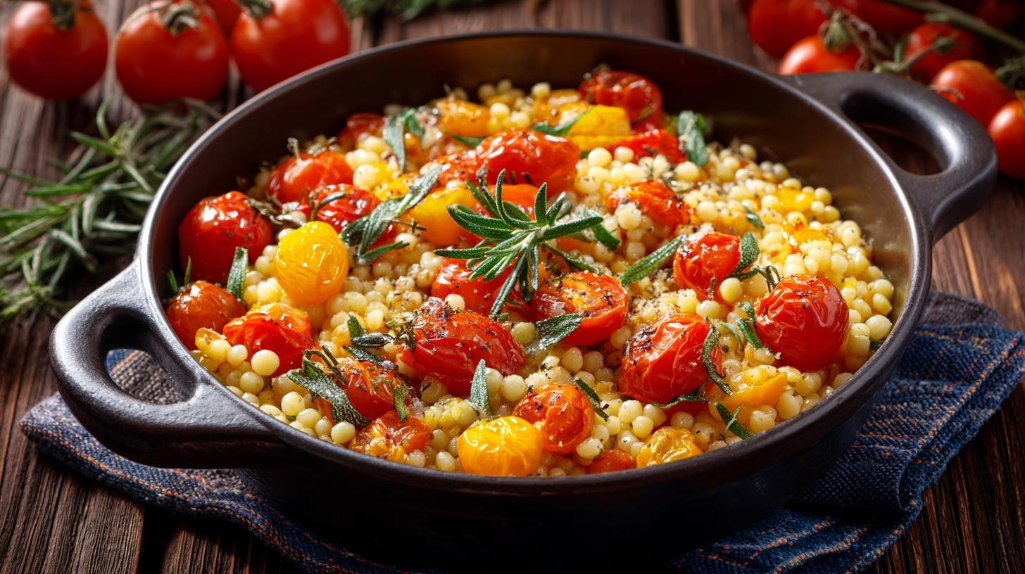 Fregola con pomodorini e erbe profumate stile casalingo. Preparazione passo dopo passo