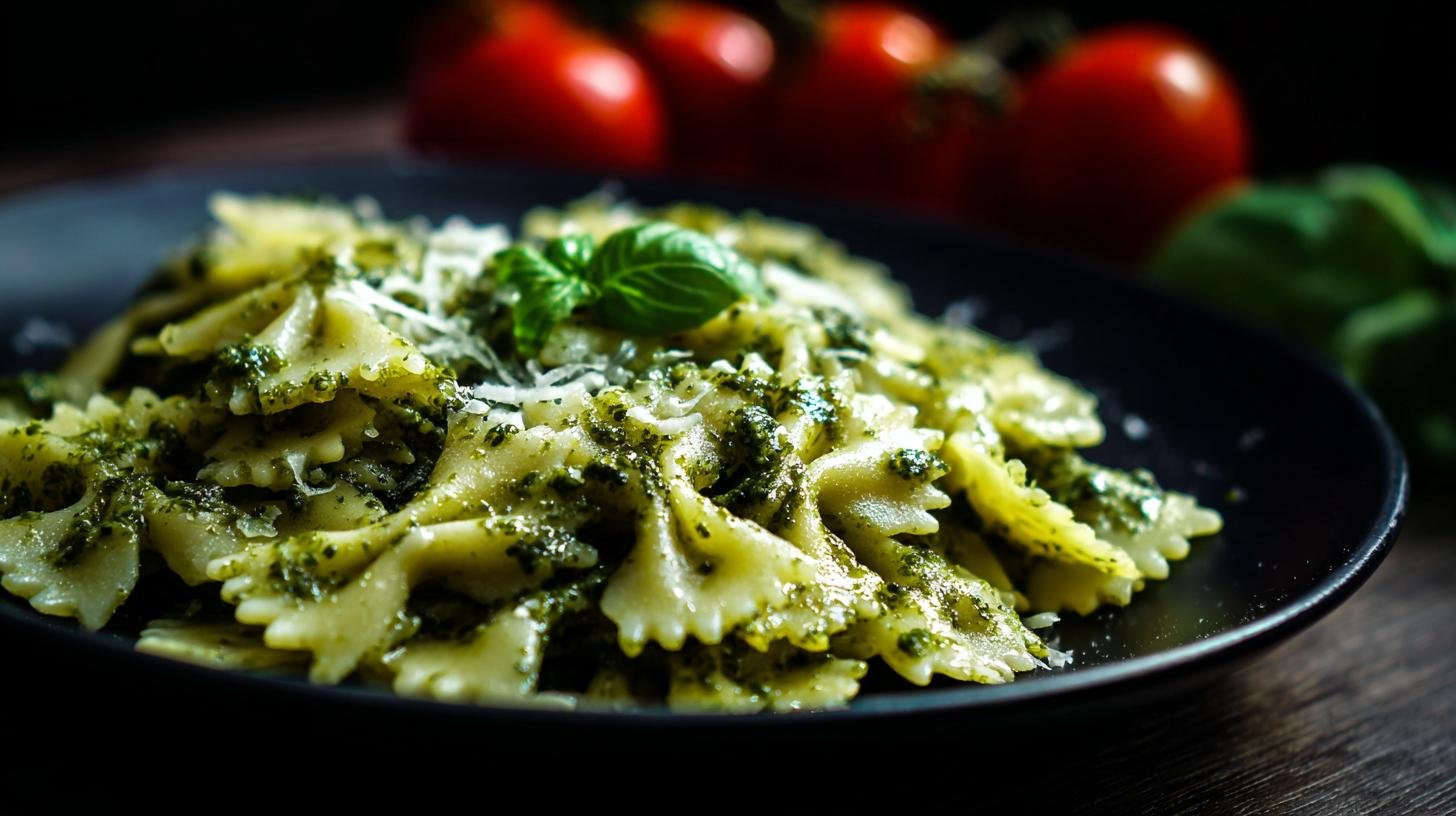 Farfalle con pesto di basilico semplice per principianti. Procedimento passo dopo passo Farfalle con pesto di basilico semplice per principianti. Procedimento passo dopo passo