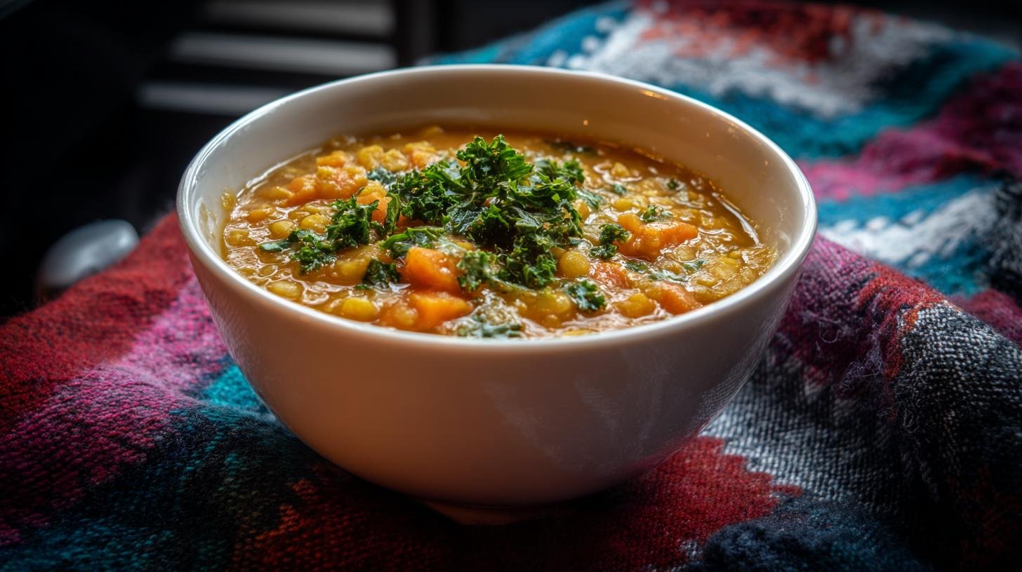 Zuppa di lenticchie e carote nutriente risolve pasti freddi