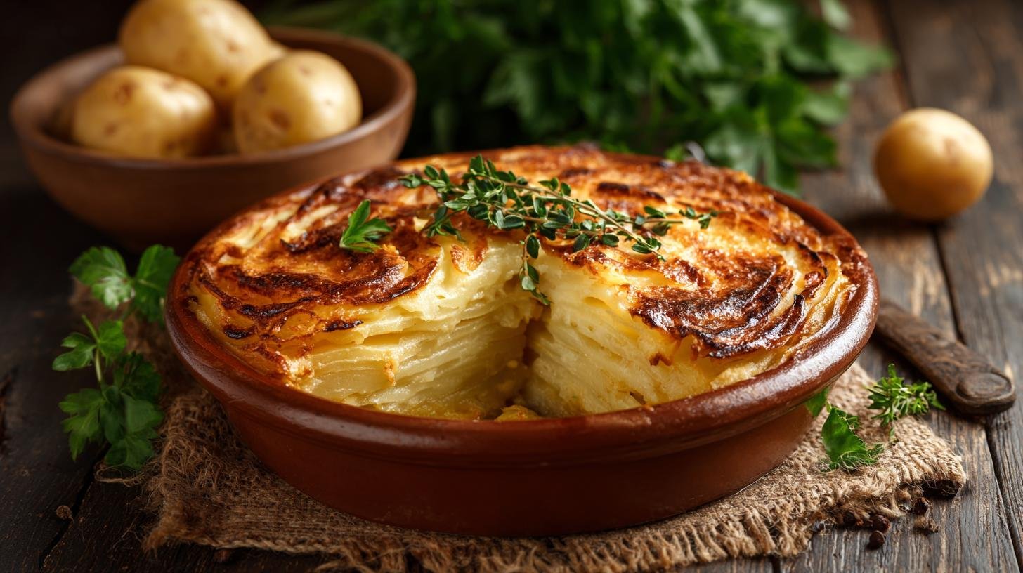 Tortino di patate e verdure comfort casalingo. Servire e varianti