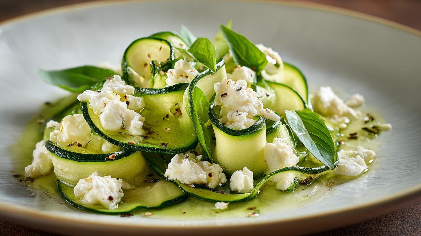 Carpaccio di zucchine e formaggio fresco senza cottura