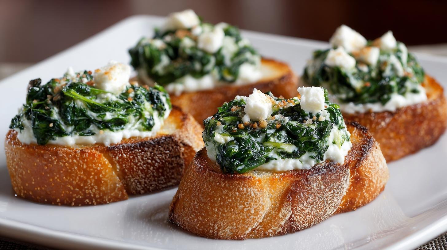 Crostini con ricotta spinaci cremosi risolvono aperitivo