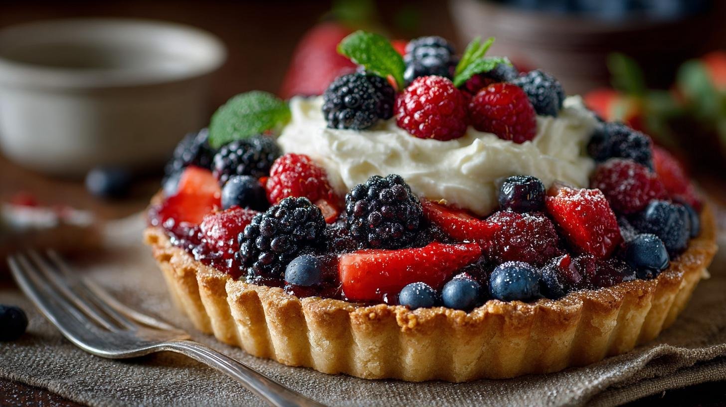 Crostata con frutti di bosco e crema per dolce casalingo irresistibile