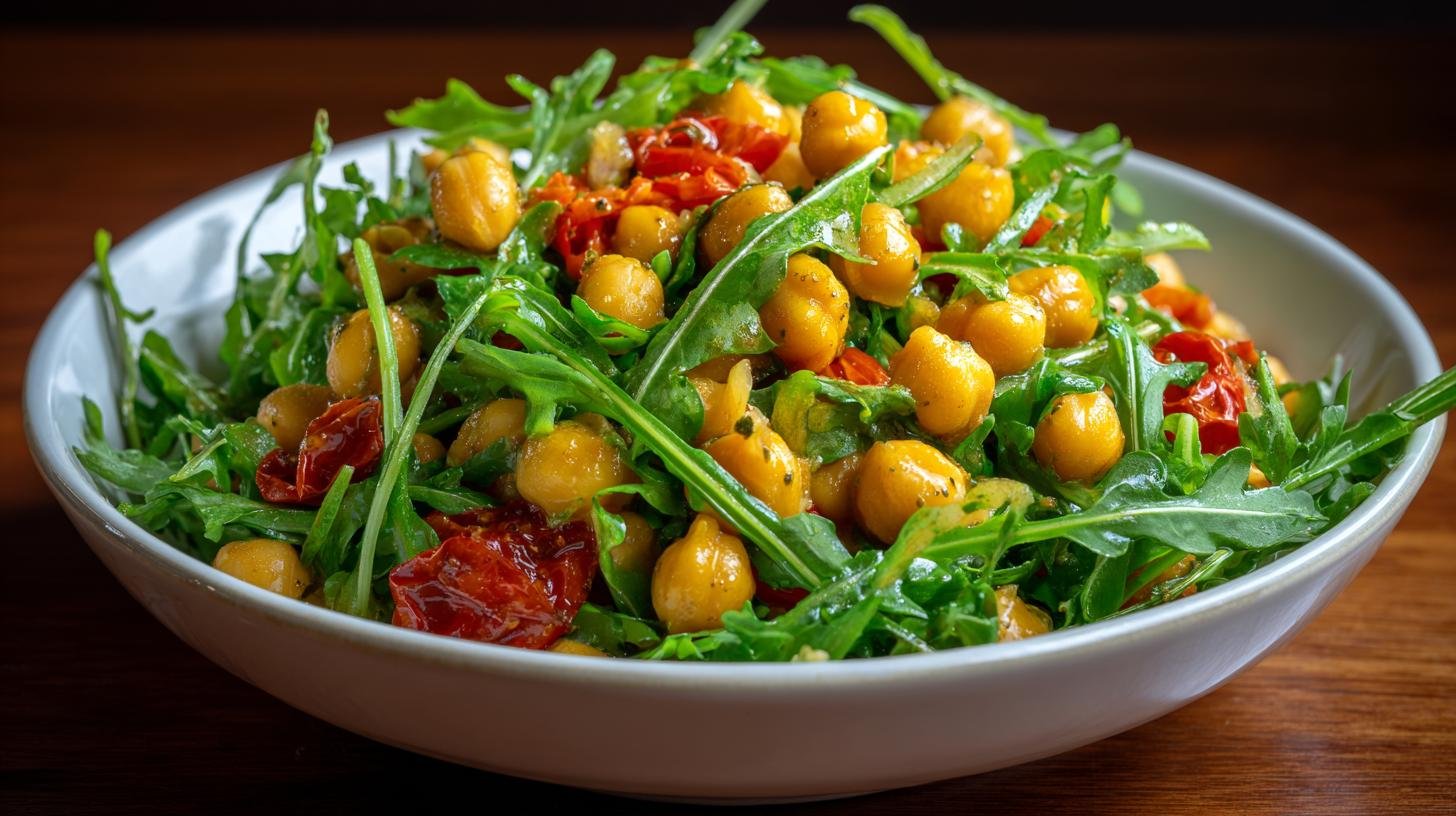 Insalata di ceci e rucola per antipasto veloce e nutriente
